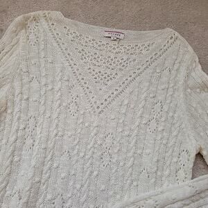 Andree By Unit Textured Micro Knit Sweater Top Womens Size M Cream Fairy Boho